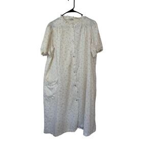 Deidre VTG Lace Short Sleeve Floral Nightgown Size XXL Snap Up Cottagecore